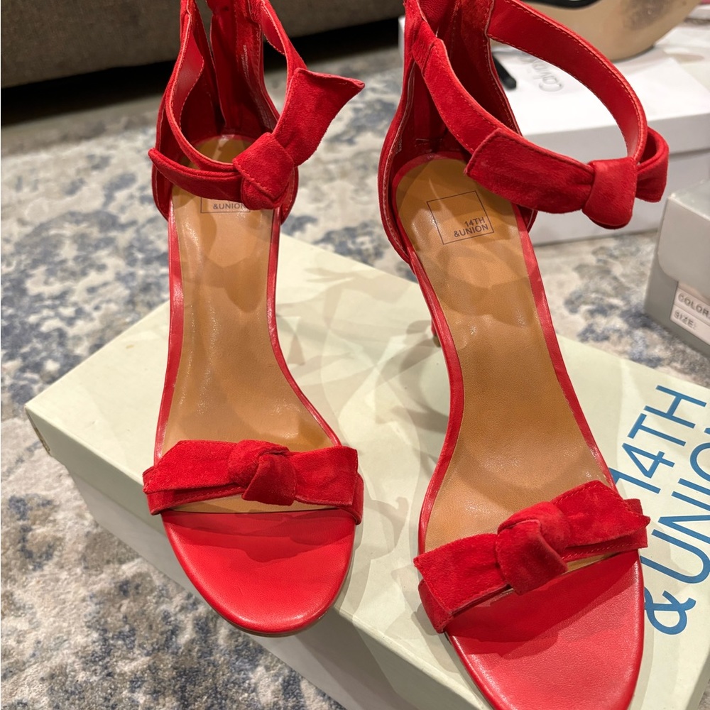 14th & Union Red Suede Bow Tie Heels